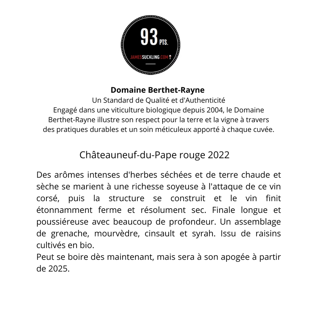 CHÂTEAUNEUF-DU-PAPE ROUGE  Berthet-Rayne 2022  150cl/Magnum in kist