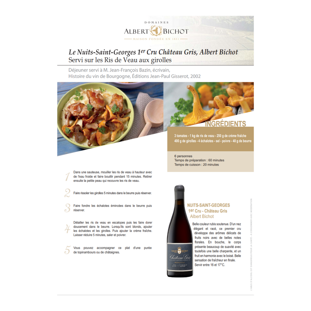 NUITS-SAINT-GEORGES Château-Gris Premier Cru Monopole 2020 Maison A. Bichot